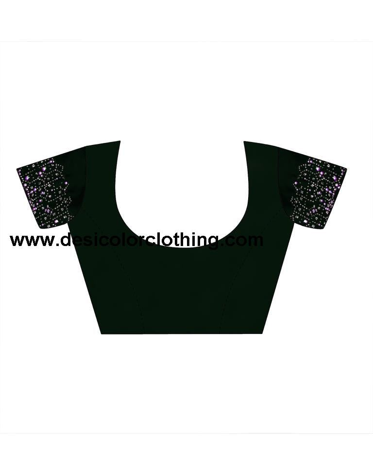 Dark Green Georgette Plain Saree