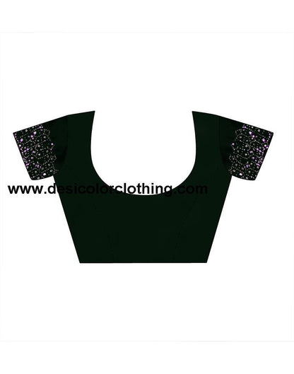 Dark Green Georgette Plain Saree