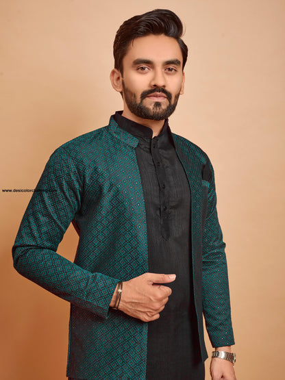 Bluevery Fashion Indo Western Style Jacket with Polo Pant Pair