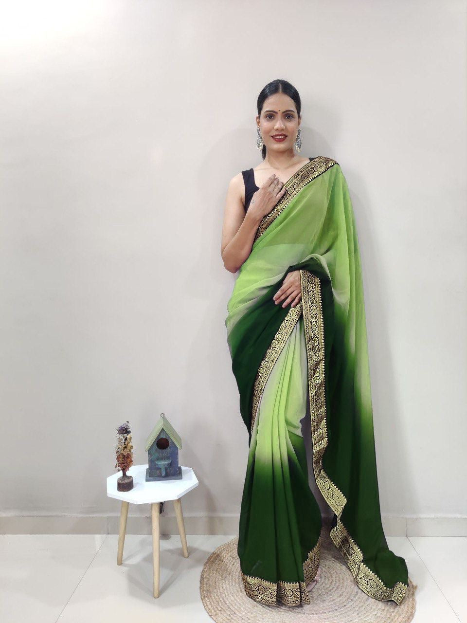 Designer Soft Georgette Ready-Made Sarees | Pre-Stitched Sarees Online DesiColorClothing