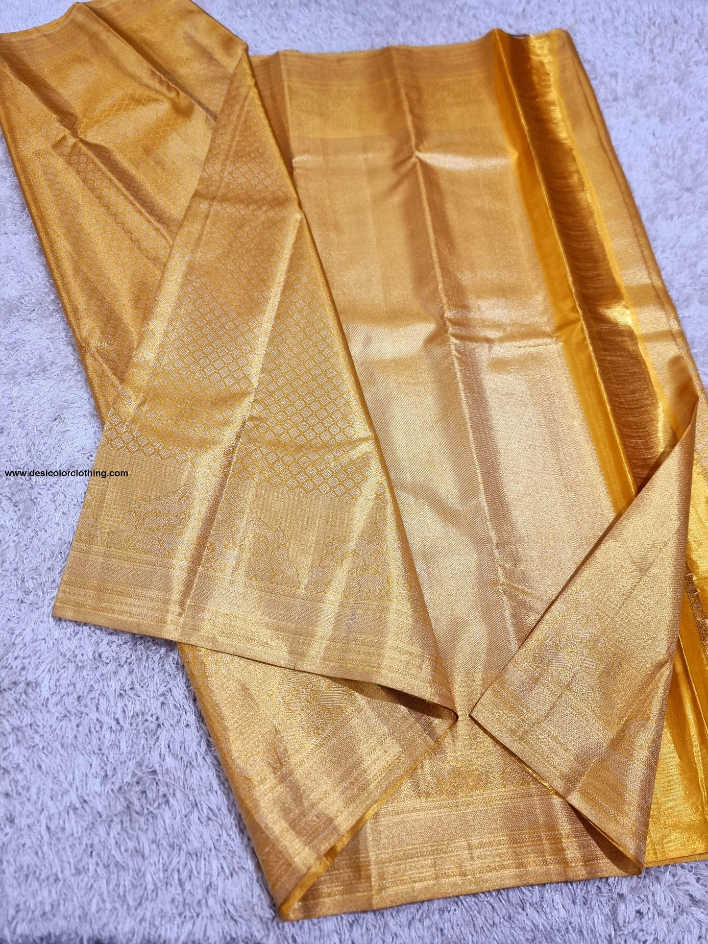Kanchipuram 100% Pure Handwoven 1G Gold Tissue Bridal Silk Saree