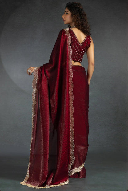Product Image - Designer Pure Soft Fendy Satin Silk Saree