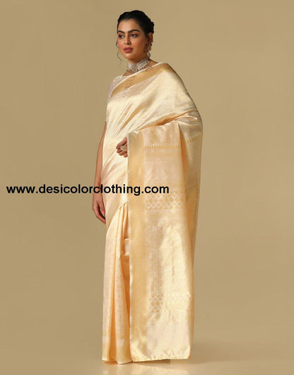 Cream Kanjivaram Silk Saree