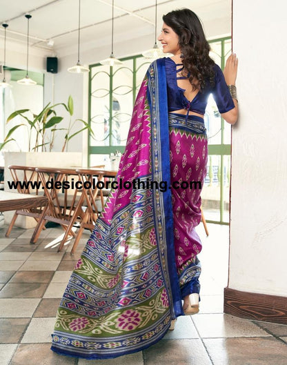 Wine Silk Printed Saree
