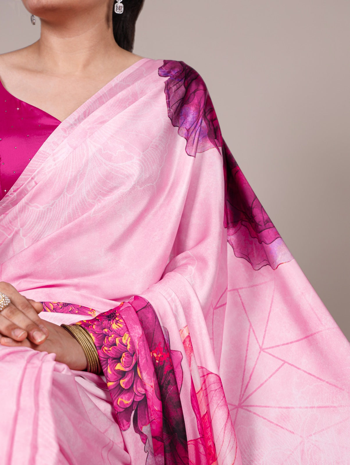 Product Image - Designer Satin Saree - Elegant Festive & Wedding Outfit