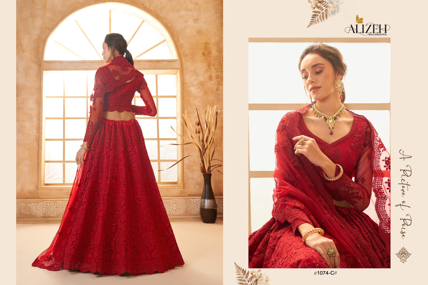 Product Image - Deep Red Wedding Lehenga - Ethereal Bridal & Festive Attire