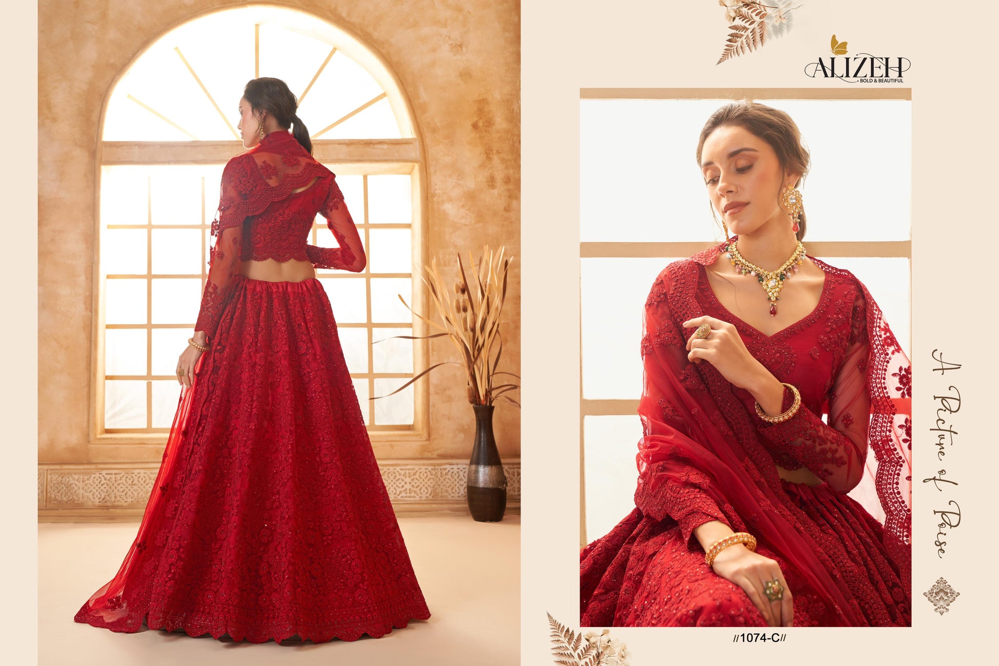 Product Image - Deep Red Wedding Lehenga - Ethereal Bridal & Festive Attire