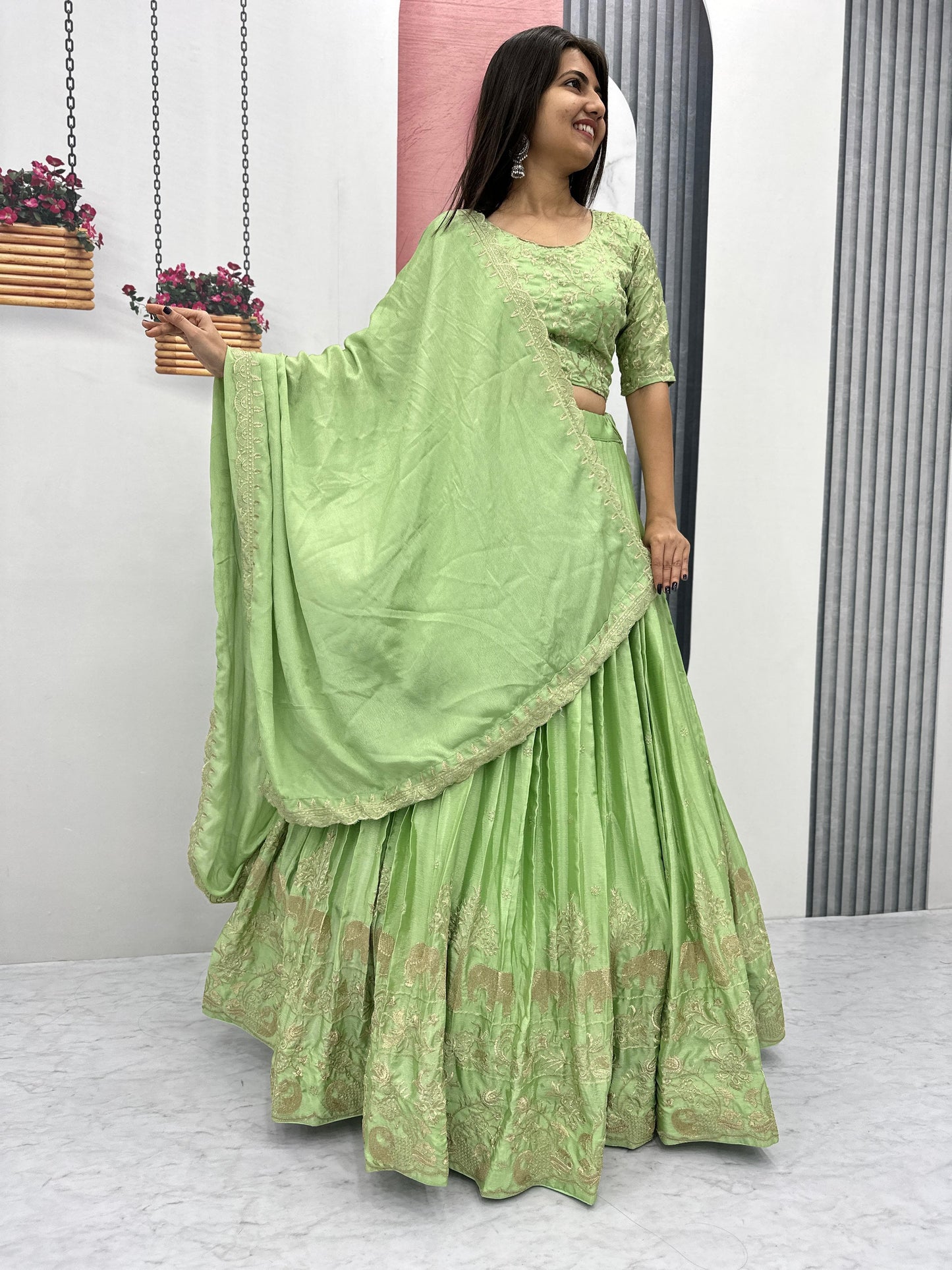 Product Image - Elegant Chinon Festive Wedding Lehenga Choli by Mahant Creation