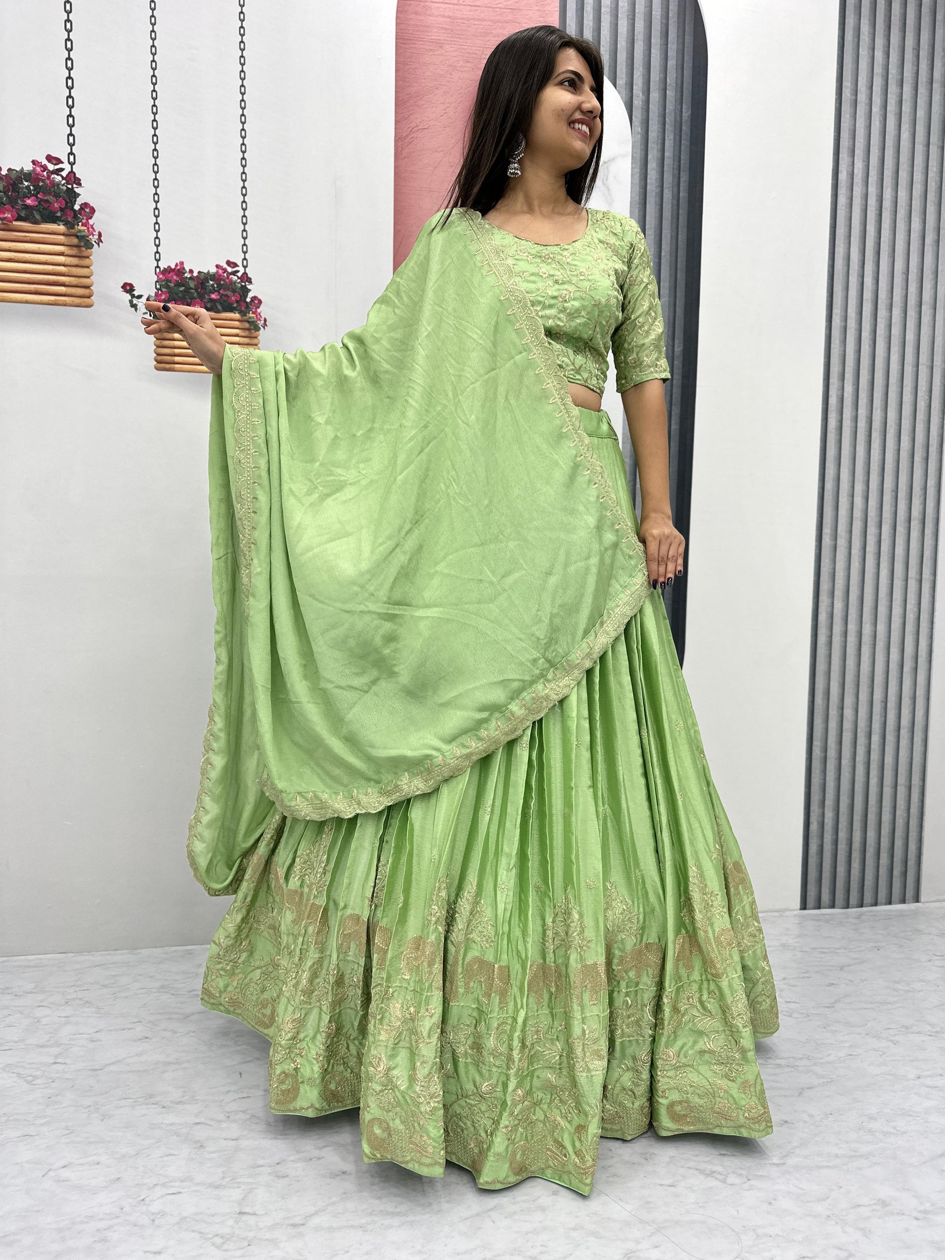 Product Image - Elegant Chinon Festive Wedding Lehenga Choli by Mahant Creation