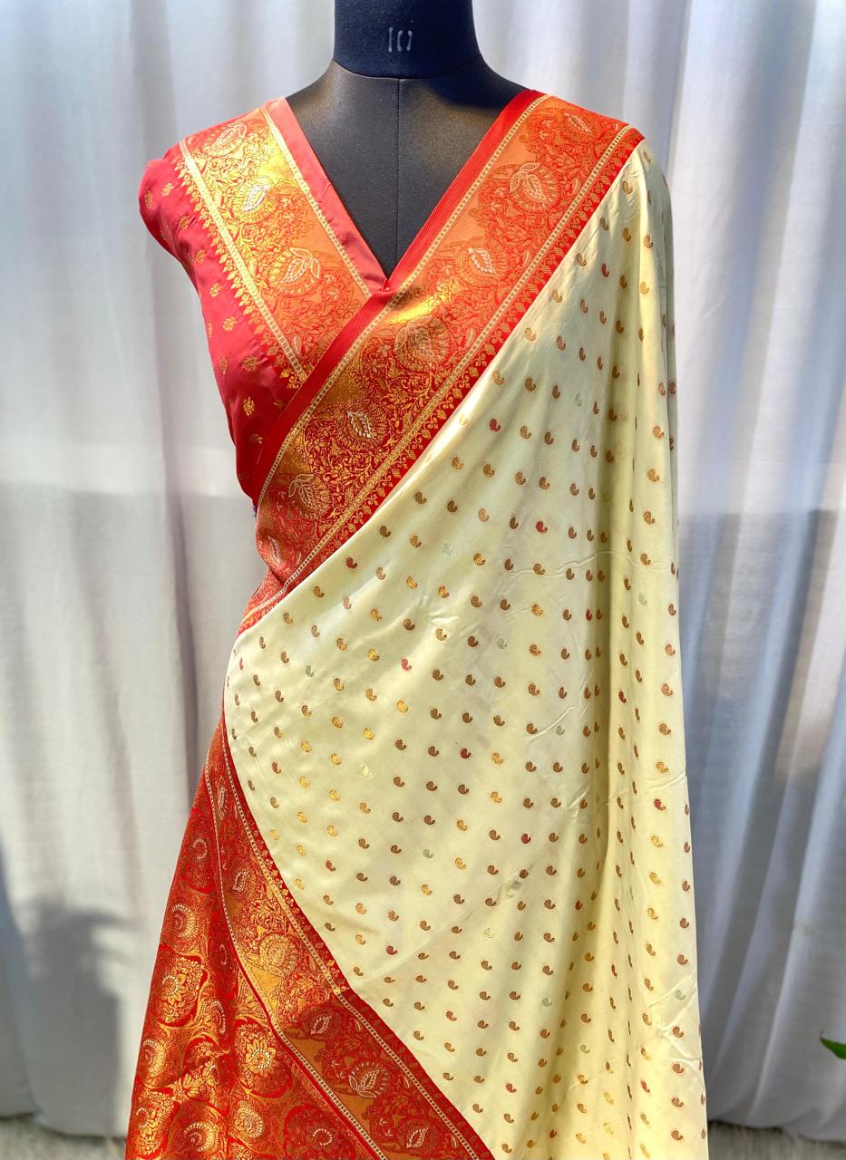 Product Image - Exquisite Pure Soft Paithani Silk Saree with Contrast Weaving Border