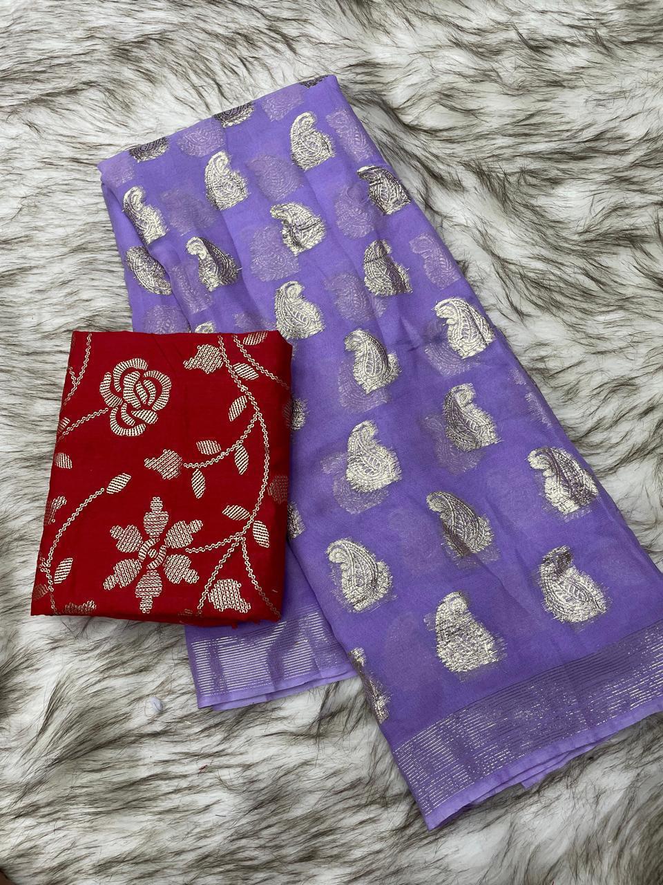 Product Image - Elegant Viscose Georgette Saree with Heavy Sequence Blouse - Festive Wear