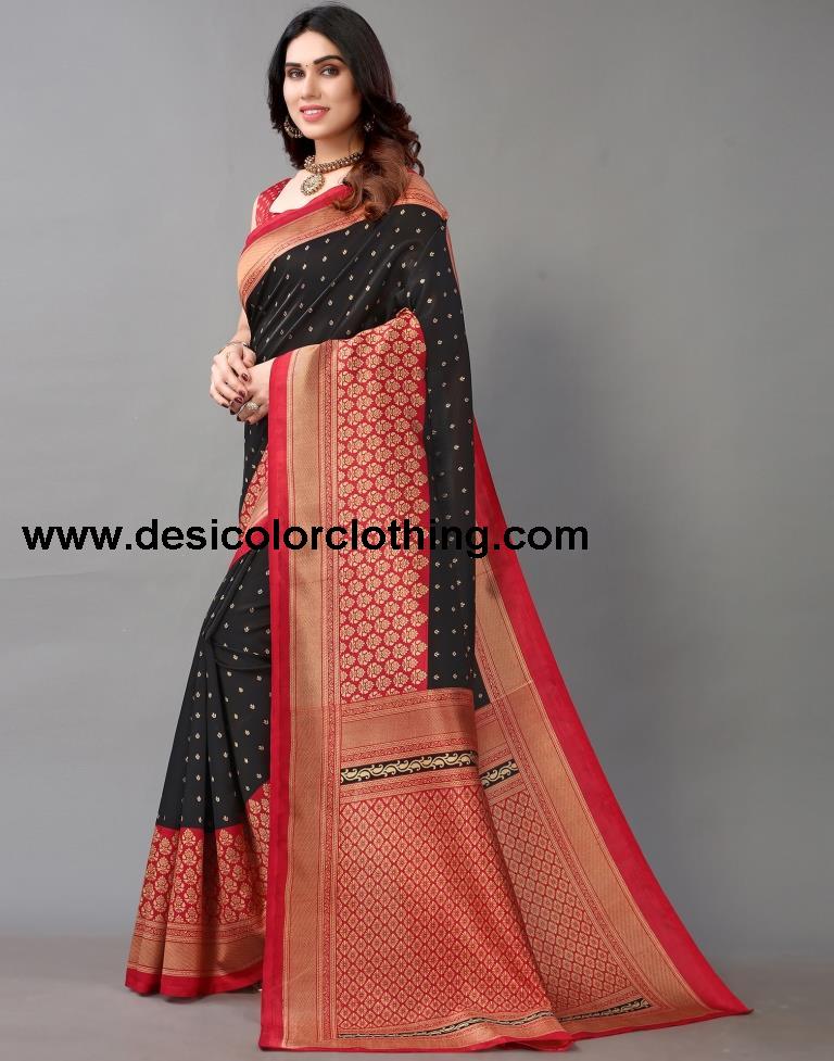 Black And Beige Silk Saree