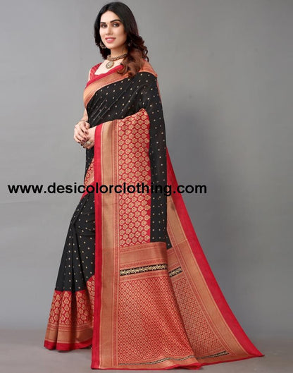 Black And Beige Silk Saree