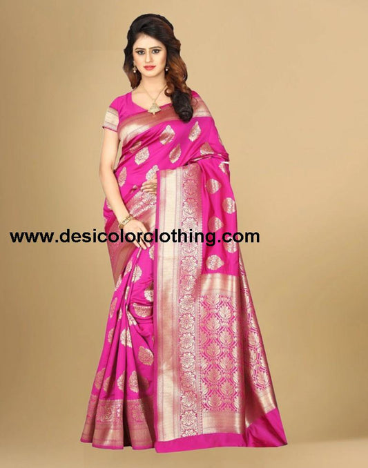 Rani Pink Banarasi Silk Saree