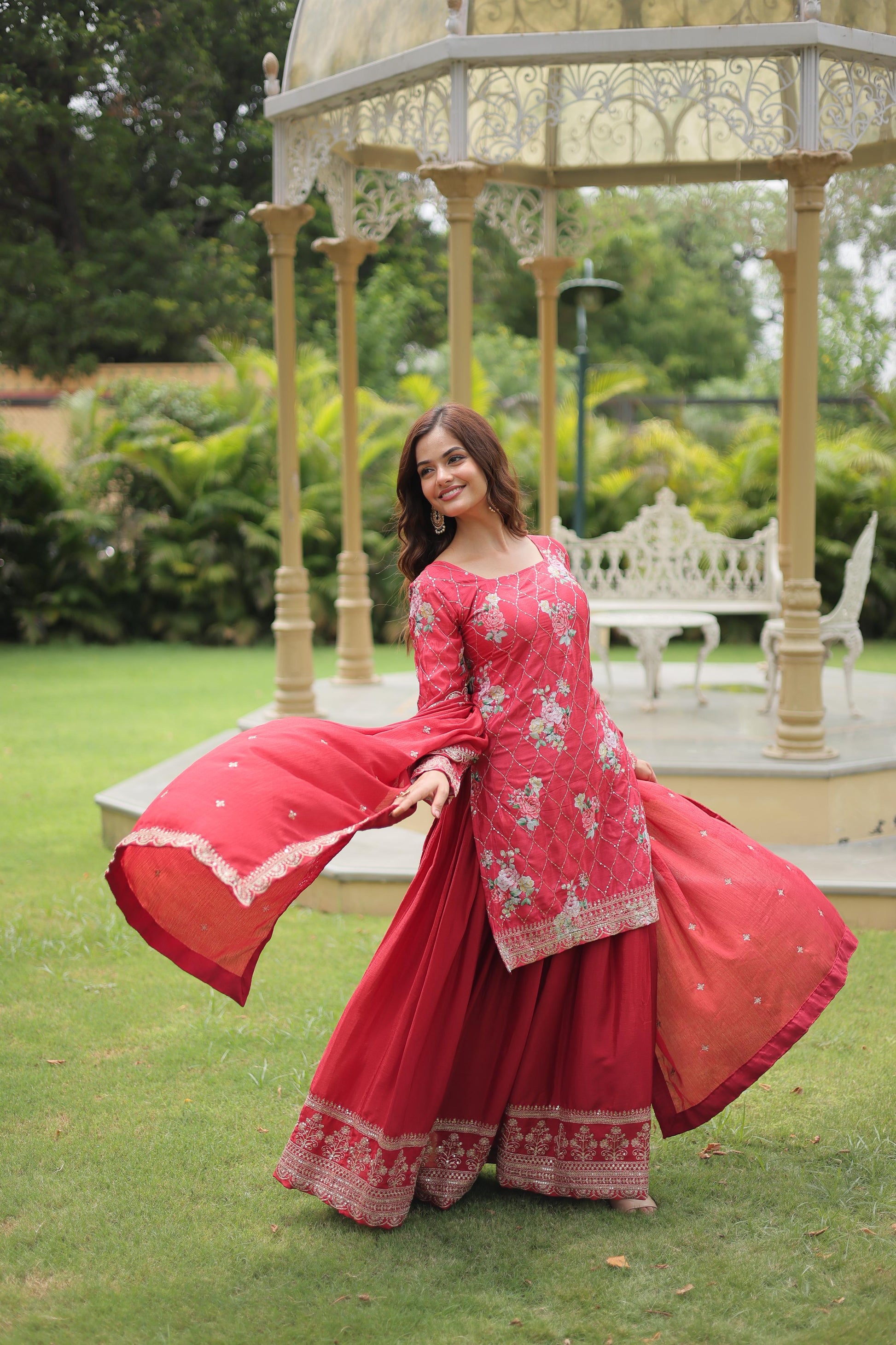 Product Image - Premium Designer Georgette Kurti-Plazo-Dupatta Set
