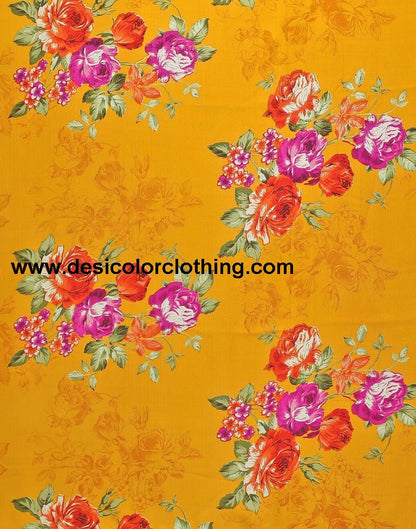 Yellow Printed Georgette Saree