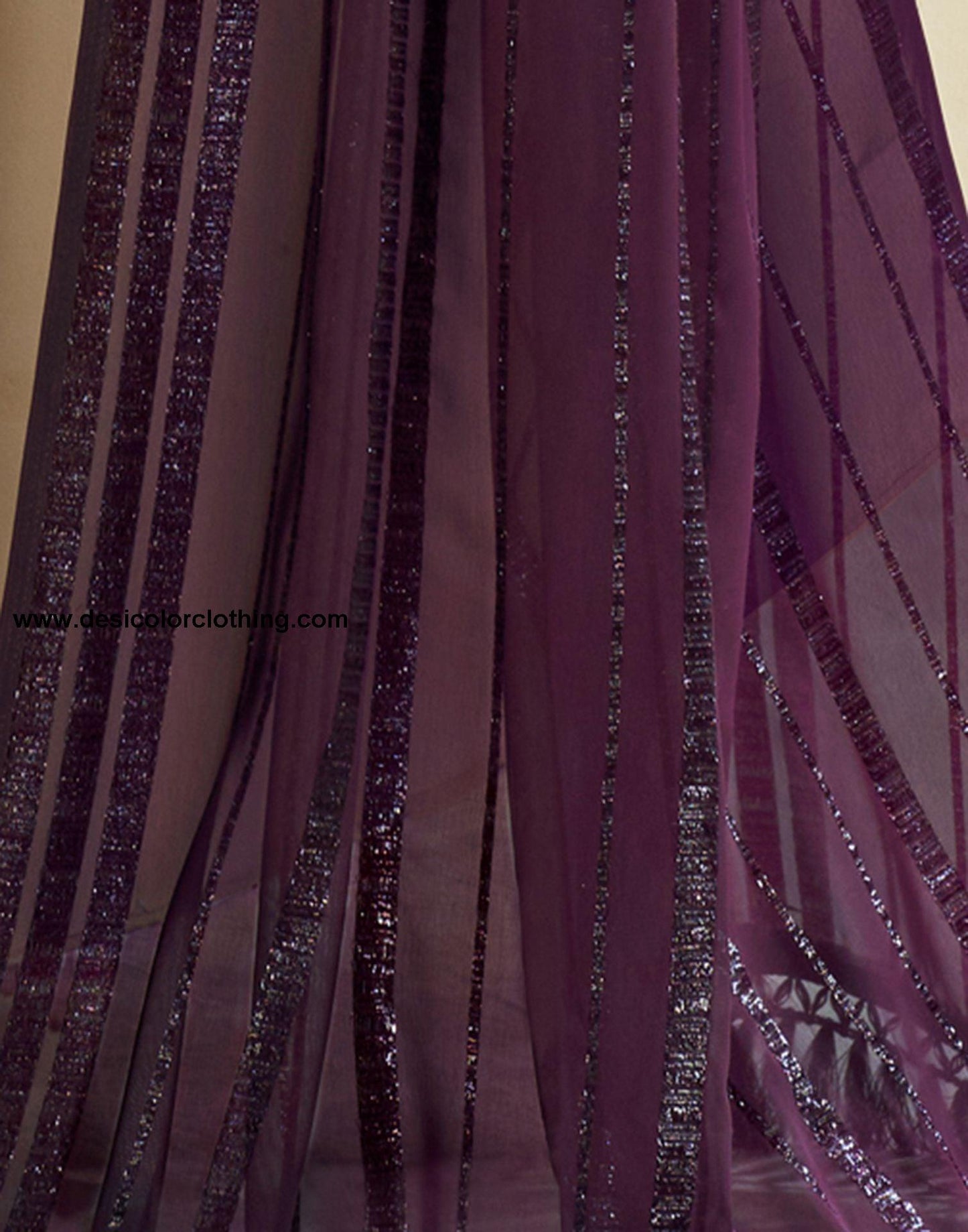 Wine Plain Georgette Saree