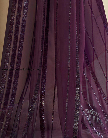 Wine Plain Georgette Saree