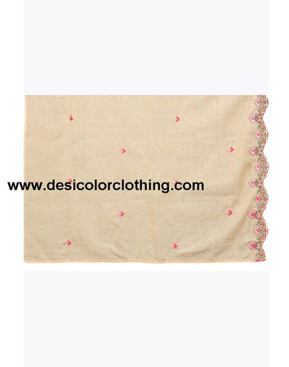Warm Beige Cotton Embroidered Unstitched Salwar Suit