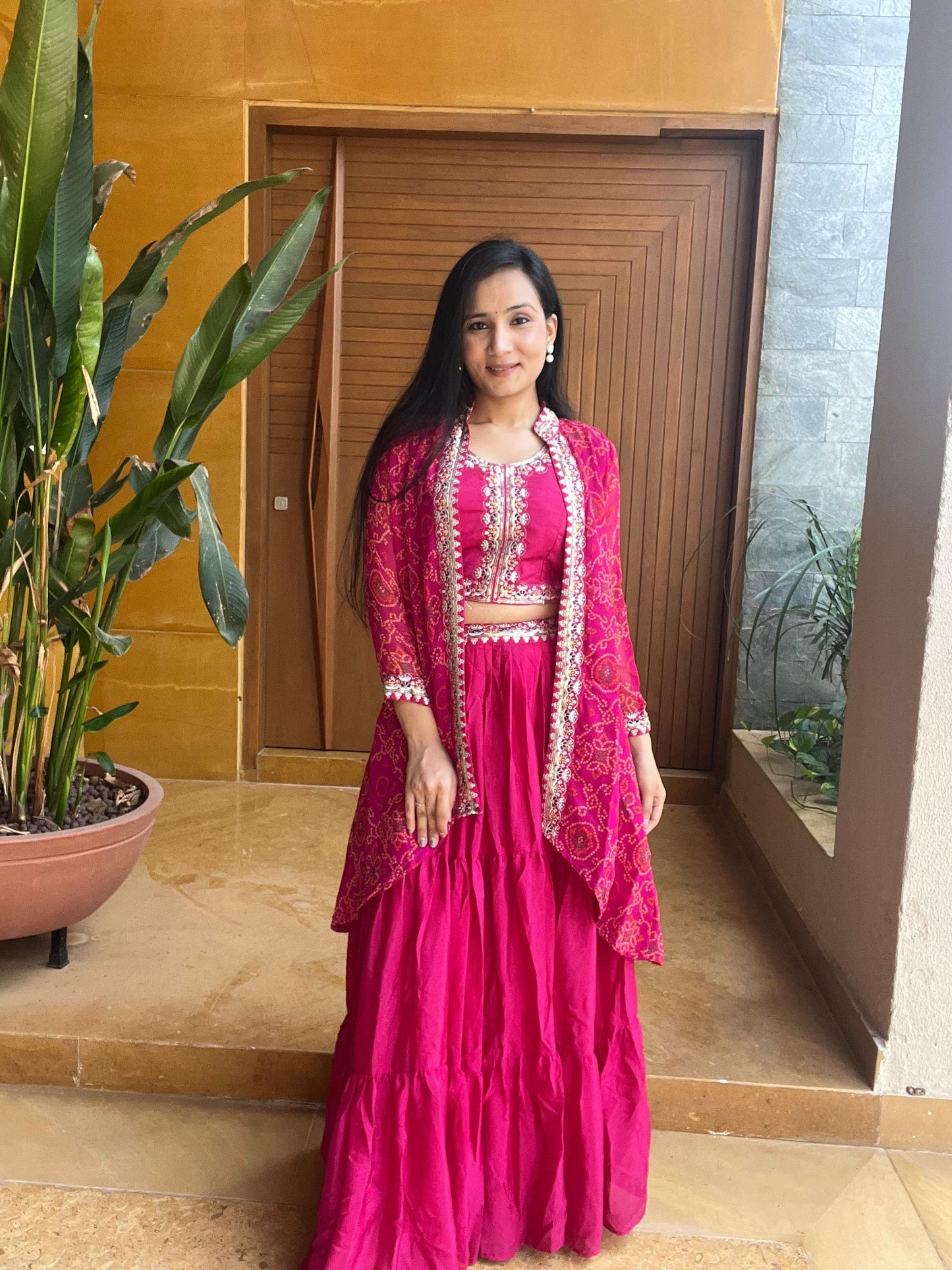 Product Image - Designer Bandhej Lehenga Choli & Shrug - Shree Ram Creation