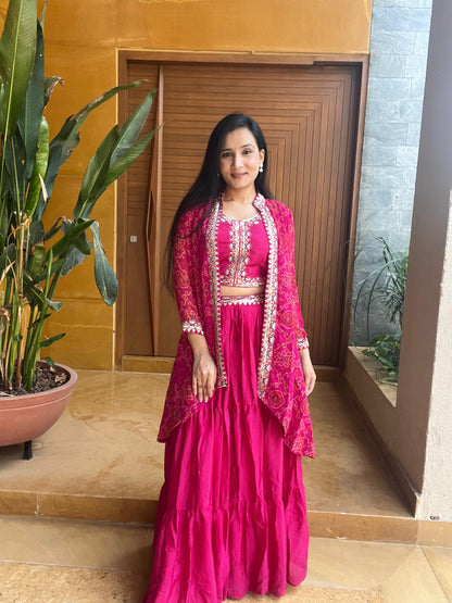 Product Image - Designer Bandhej Lehenga Choli & Shrug - Shree Ram Creation