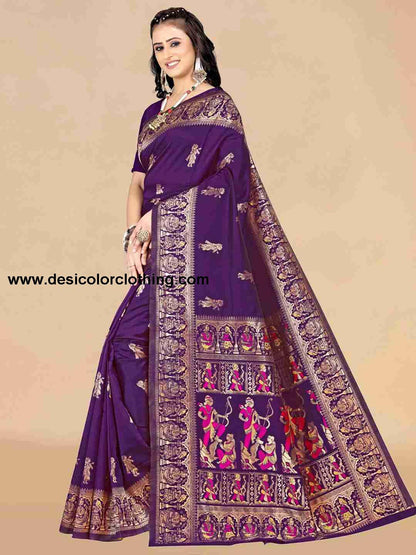 Purple Silk Plain Saree