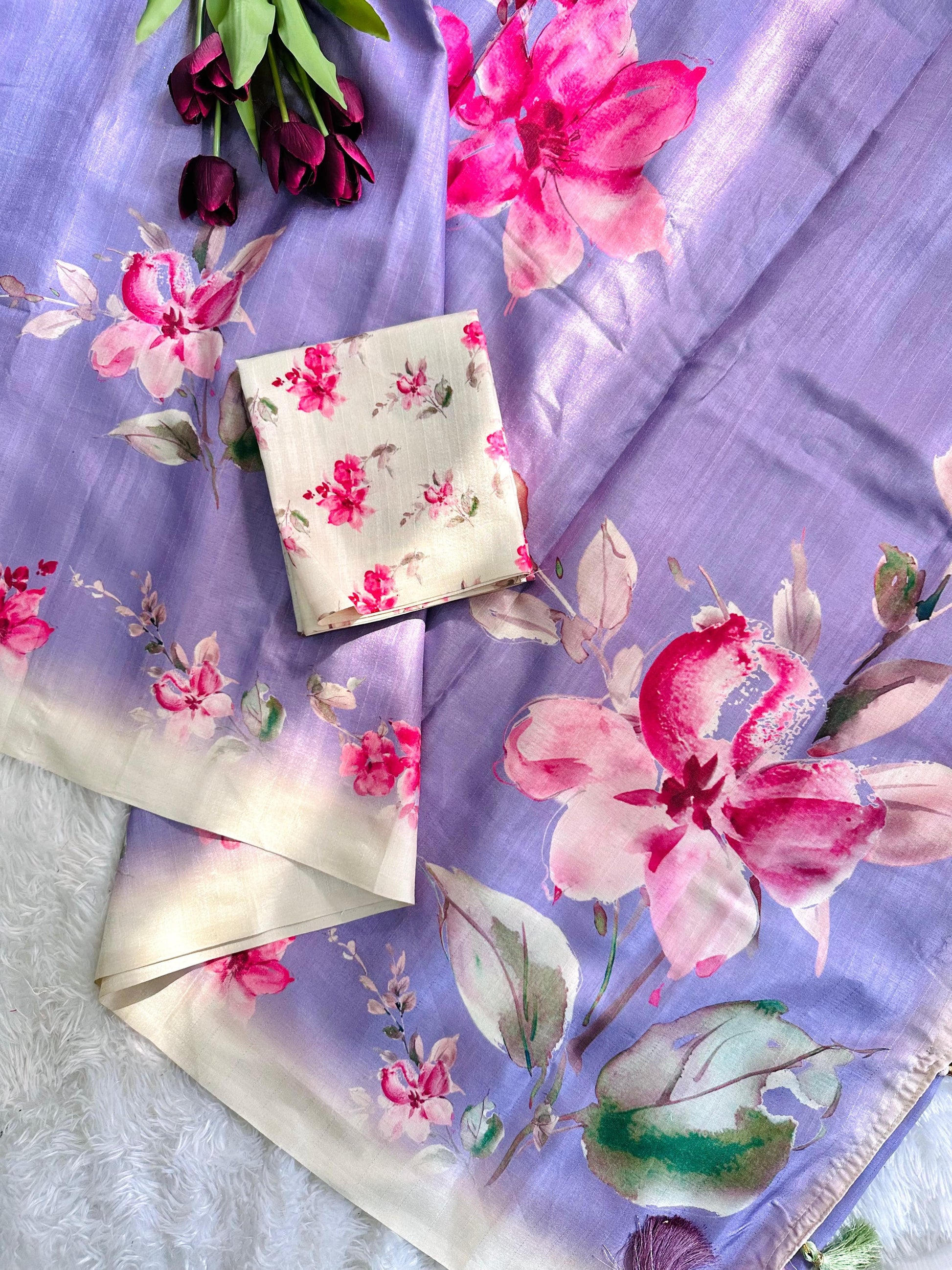 Product Image - Exclusive Tussar Silk Saree with Floral Pattern