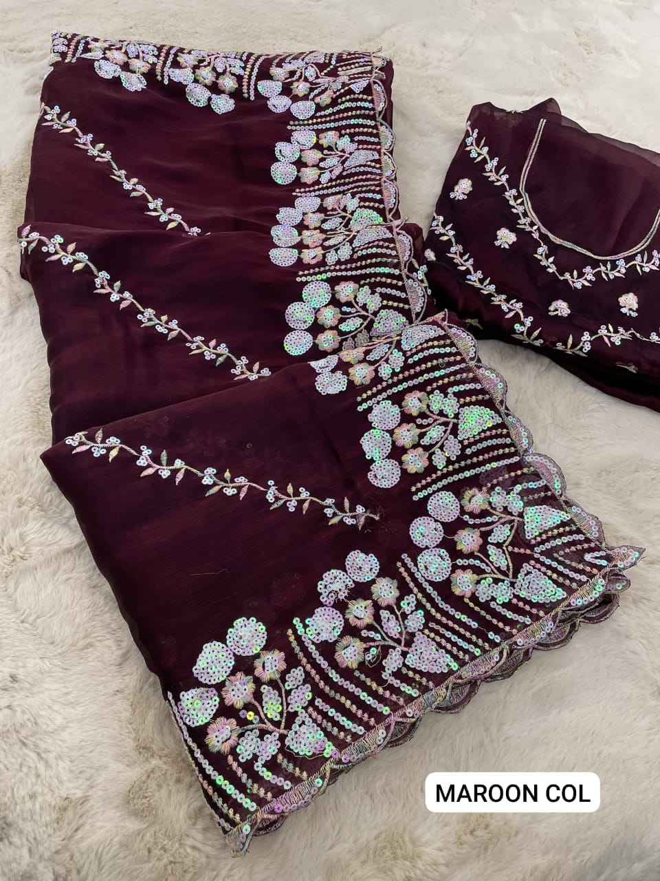 Product Image - Elegant Designer Saree with Georgette Fabric and Embroidery Work | Festive Wear