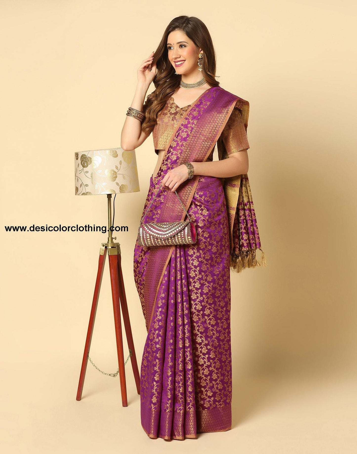 Wine Banarasi Silk Saree
