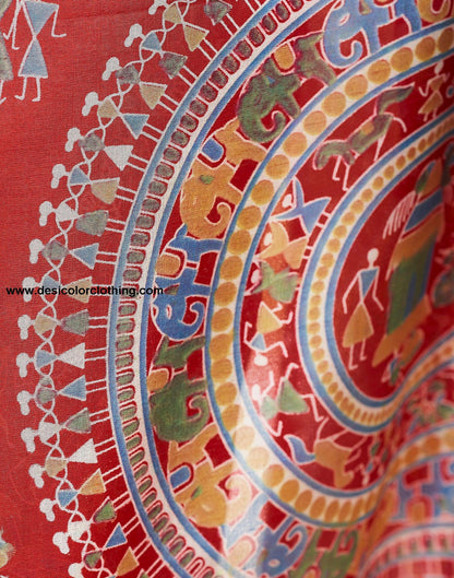 Red Silk Printed Saree
