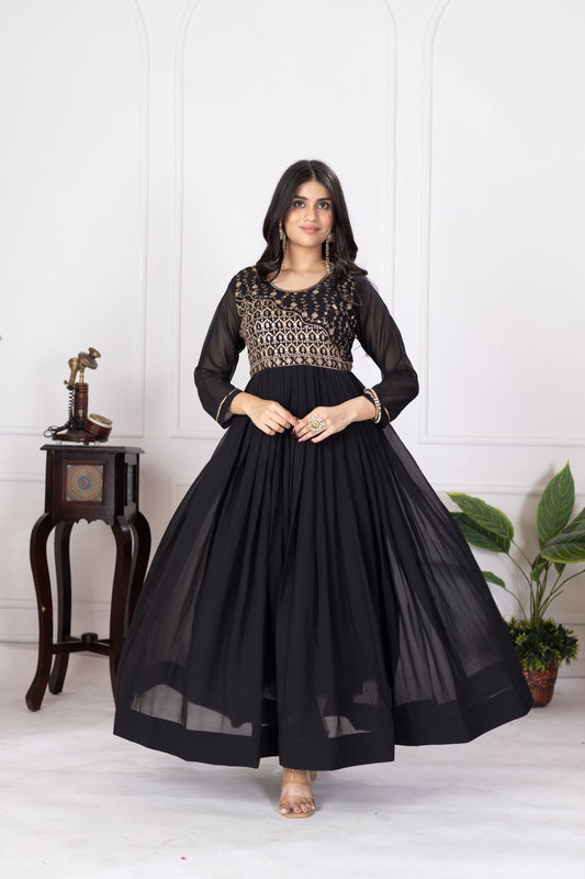 Product Image - Elegant Black Designer Gown - Sindoor
