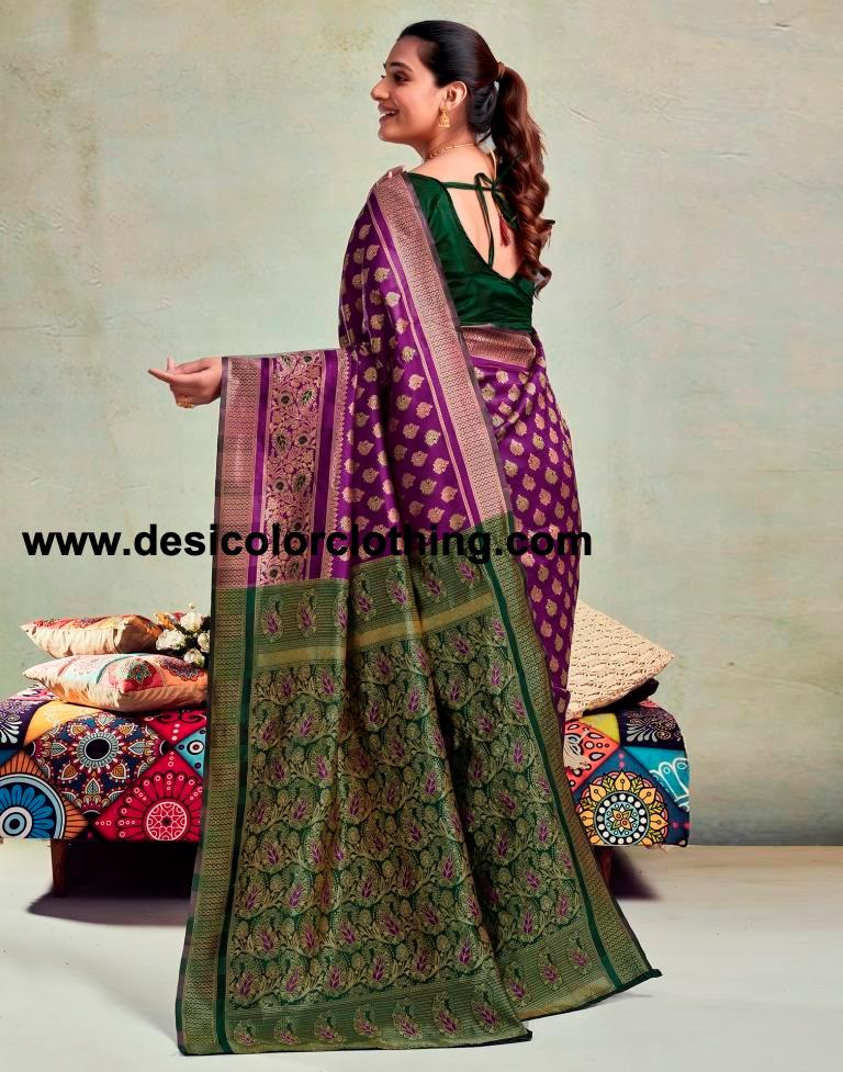 Purple Silk Woven Saree