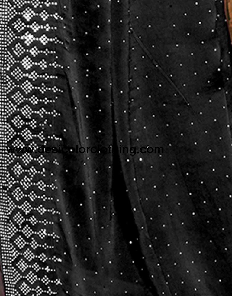 Black Plain Georgette Saree
