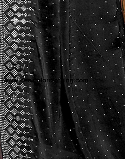 Black Plain Georgette Saree