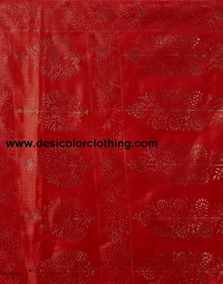 Red Silk Printed Saree