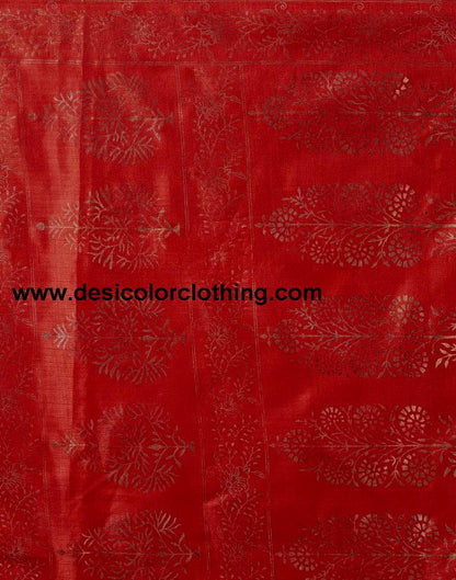Red Silk Printed Saree