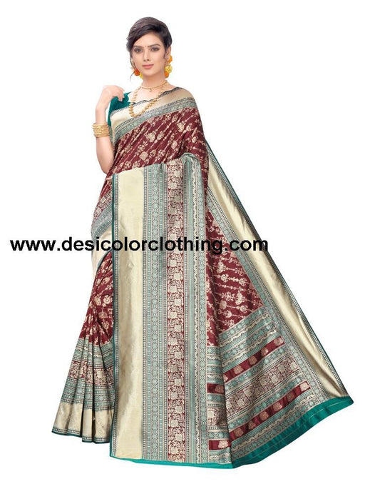 Brown Coloured Jacquard Silk Saree | SLV1604S108