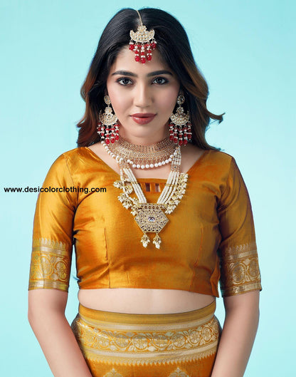 Turmeric Yellow Jacquard Silk Saree