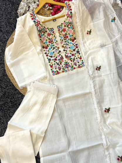 Product Image - Designer Kurti Pant with Dupatta - Elegant Visose Chanderi Ethnic Wear