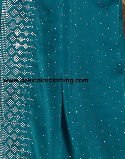 Teal Blue Plain Georgette Saree