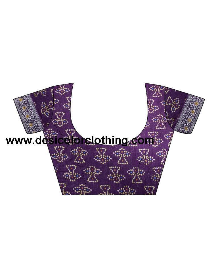Purple Chiffon Bandhani Saree