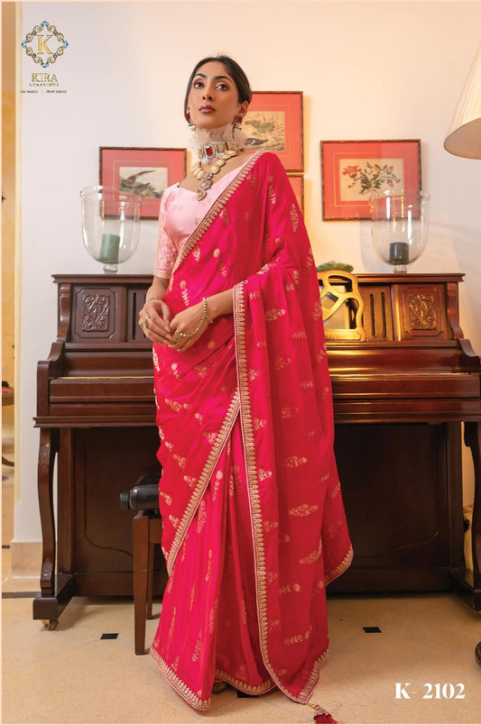 Product Image - Kamya Silk Designer Saree by Kira - Pure Satin with Hand Dyeing & Embroidery