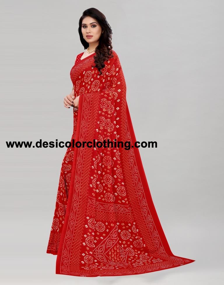 Ruby Red Printed Saree | 2041S571