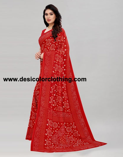 Ruby Red Printed Saree | 2041S571