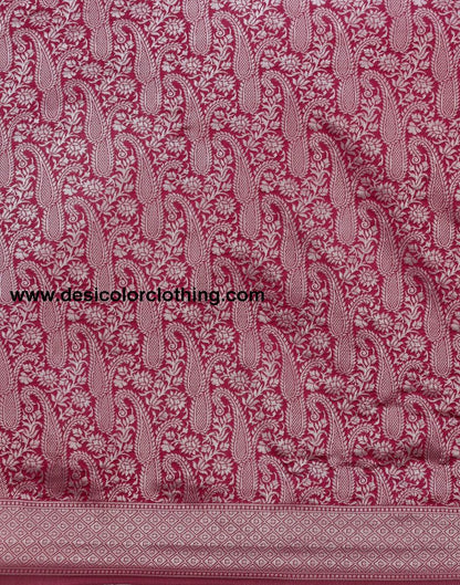 Cherry Red Banarasi Silk Saree