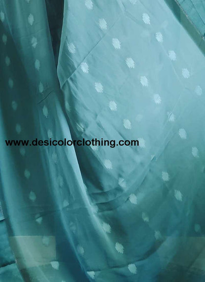 Blue Plain Georgette Pre-draped Saree