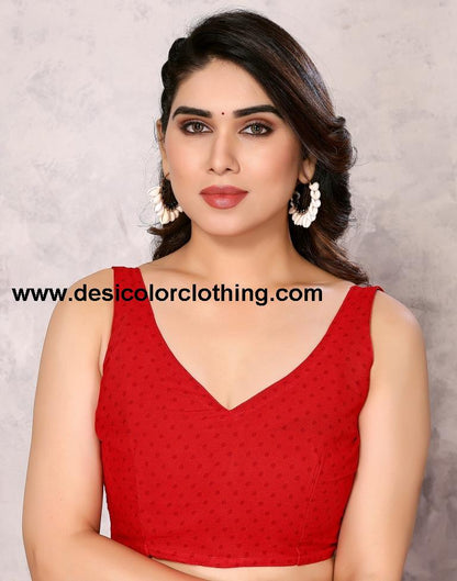 Red Printed Georgette Saree