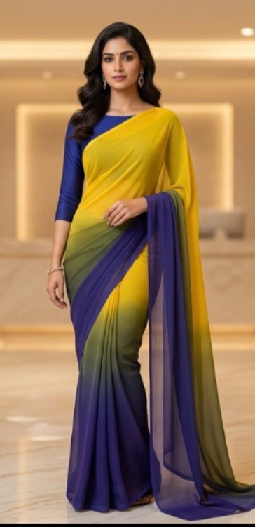Product Image - Elegant Red and Gold Ready Made Saree - 1