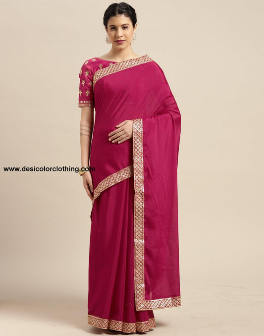 Cherry Pink Silk Saree