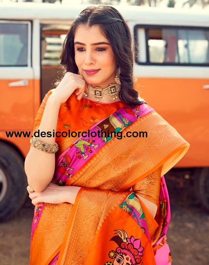 Pink Silk Printed Ready To Wear